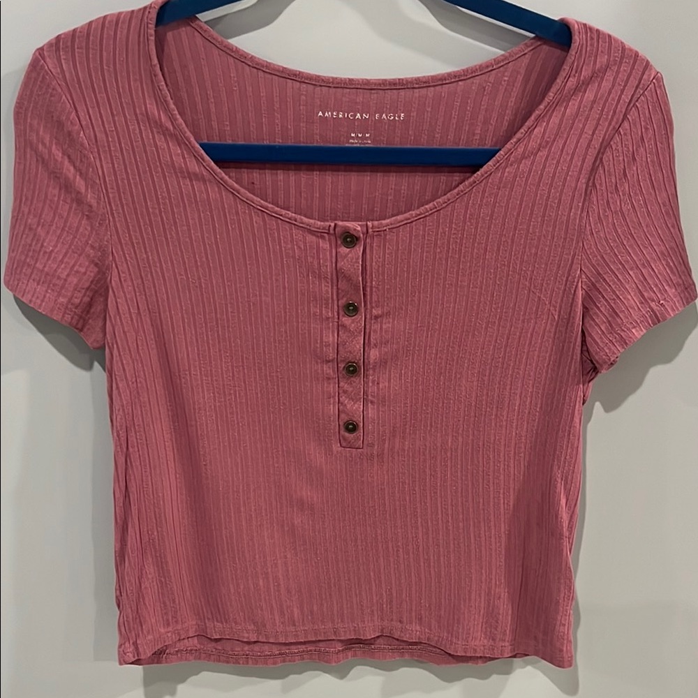 American Eagle Outfitters Pink Ribbed Crop top